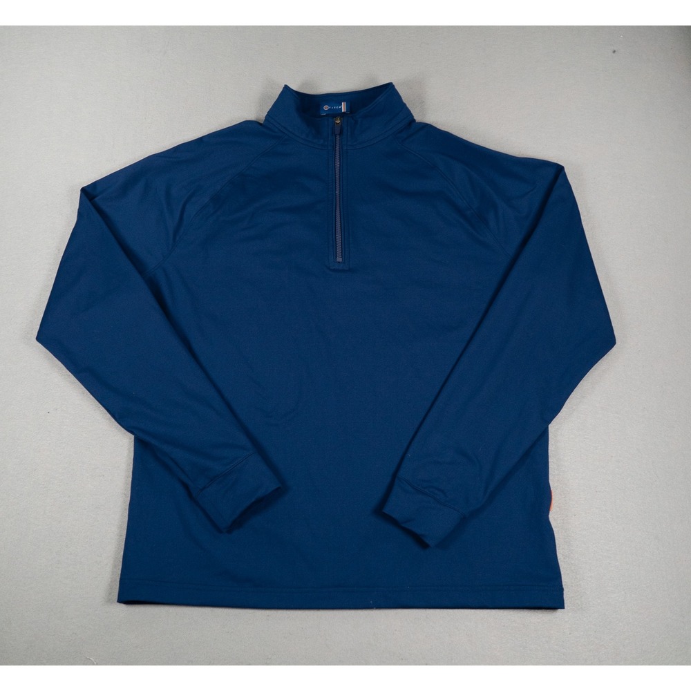 Stitch Mens Quarter Zip Pullover Performance Golf Shirt Navy Blue Size M